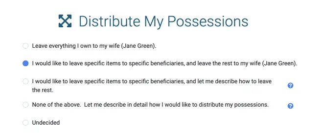 Distribution plan in a Will