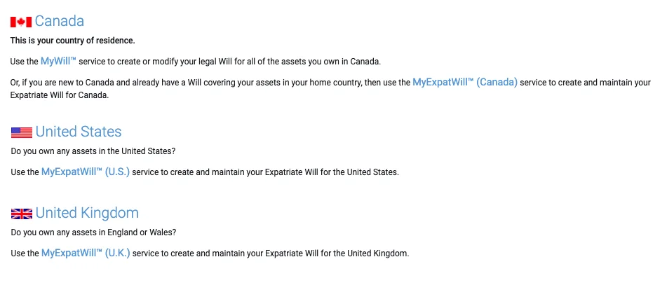 Expat Will service at LegalWills.ca